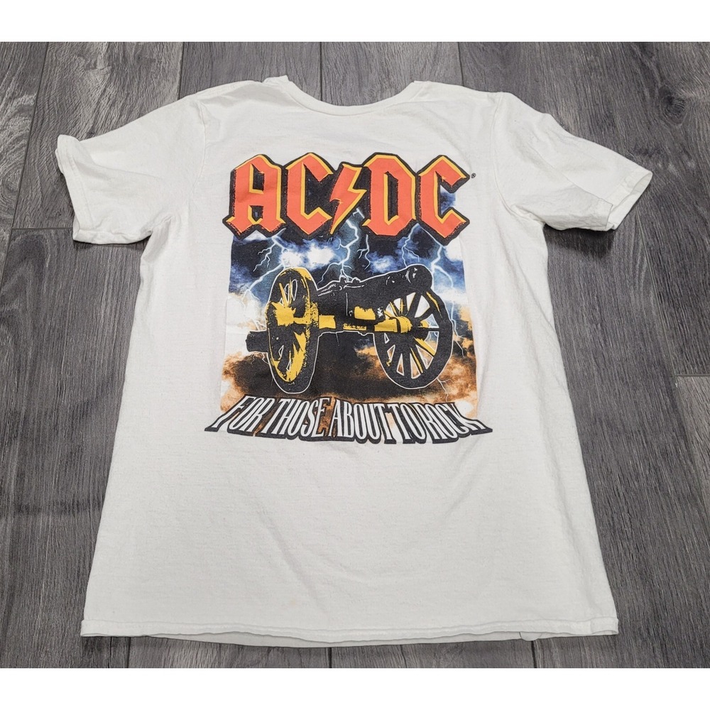 Boys AC/DC For Those About To Rock Short Sleeve T-shirt Size L White